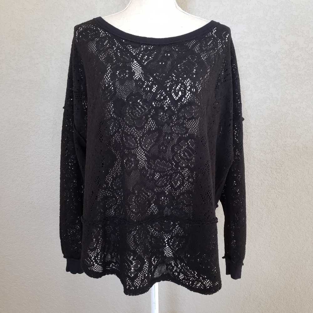 Free people fleece eyelet long sleeve shirt